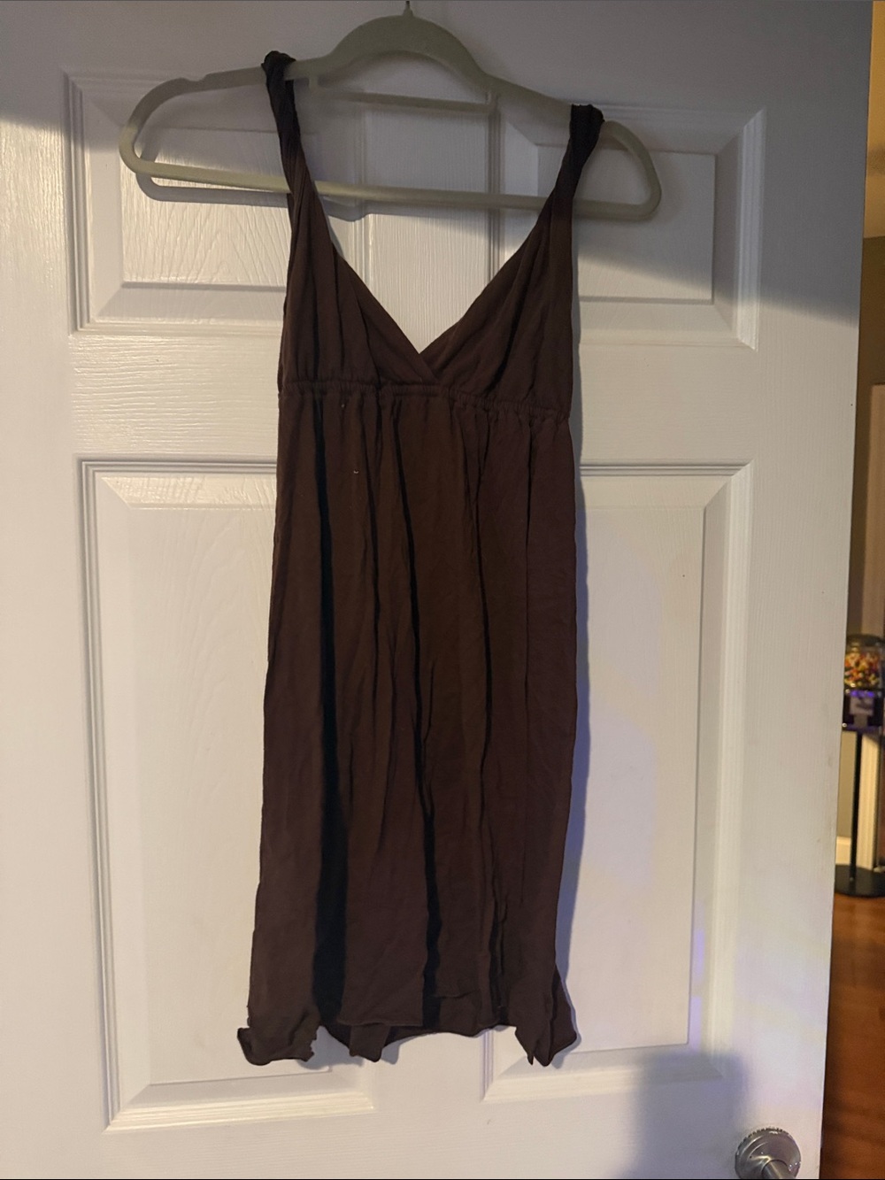 Women's Brown V-Neck Sleeveless Tank Dress